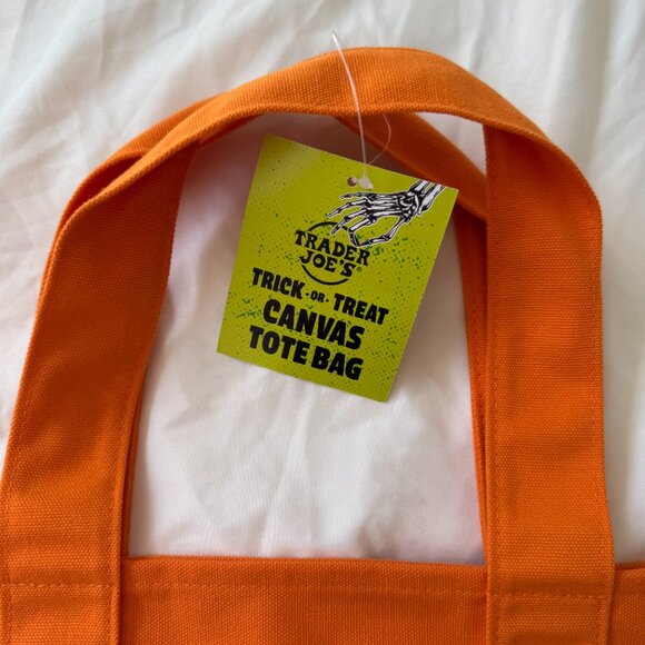 NWT Trader Joe's Orange Trick-or-Treat Mini Canvas Tote, Limited, One Size 🎃 - Picture 4 of 13